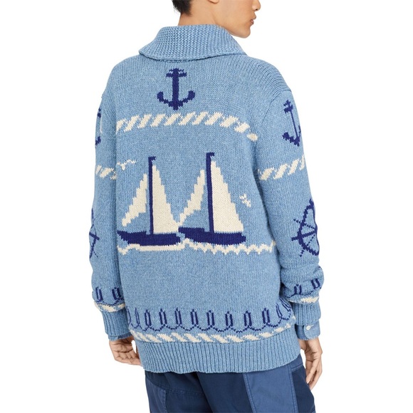 COPY - Polo Ralph Lauren Cotton Sailboat Shawl Sweater - Unisex - Picture 6 of 7
